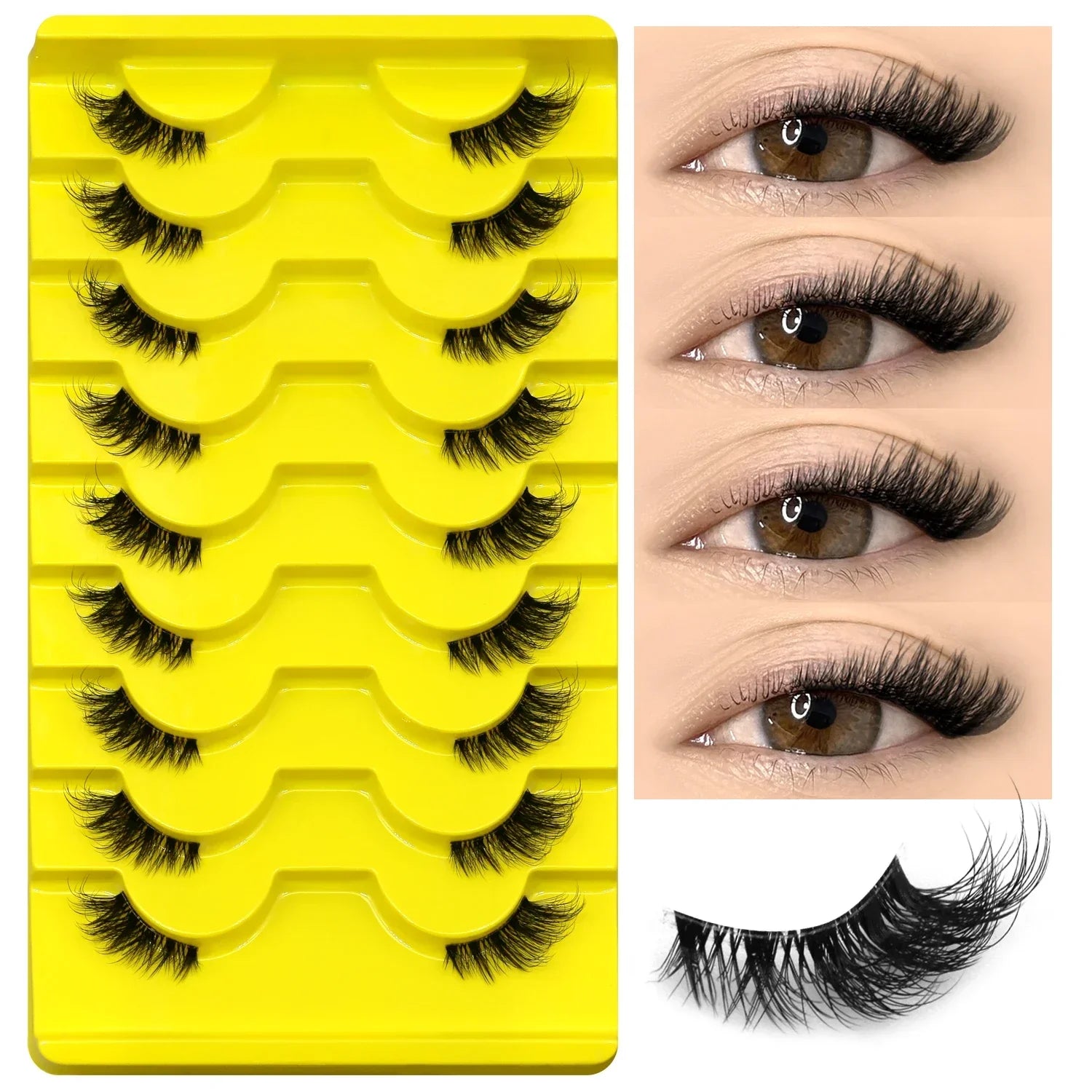 False Eyelashes Cat Eye Lashes Natural Long Half Eye Lashes Short Wispy Clear Band Lashes 3D Faux Mink Lash Multipack