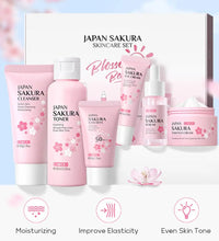 6pcs/Set Sakura Skin Care Sets Face Cream Serum Toner Facial Cleanser Sunscreen Eye Cream Face Skin Care Set Product Gift box - BlissFully