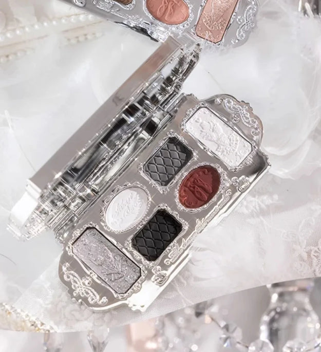 Flower Knows black Swan Ballet Eyeshadow Palette Matte Fine Shimmer Pearl Face Palette 6 Colour Glitter Eye Shadow