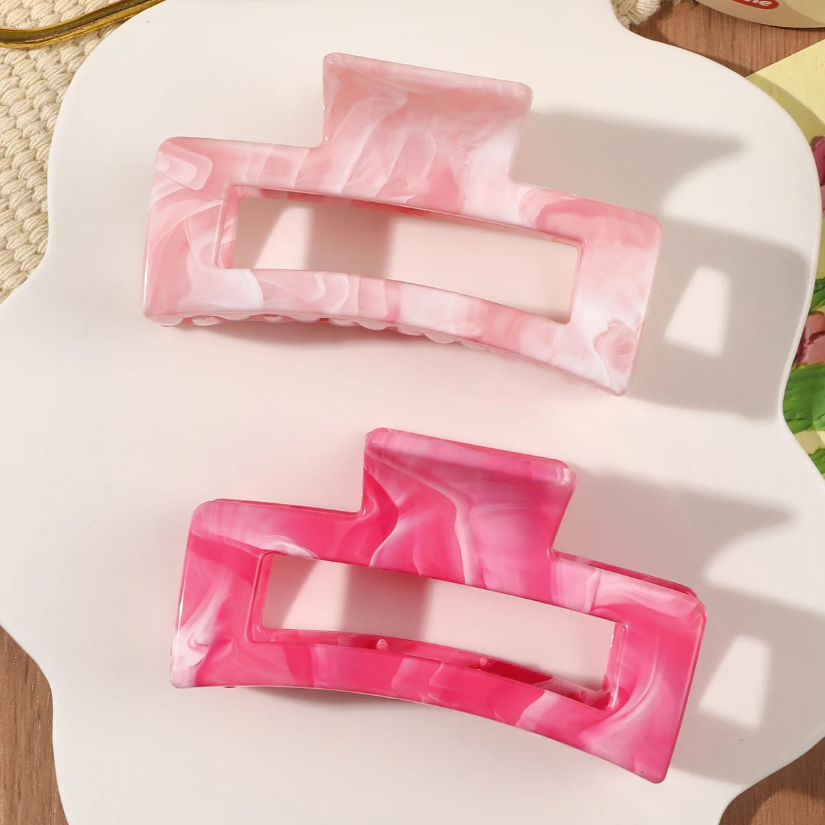 7 Pcs Big Hair Claw Clips 3.4" Non-slip Big Square Matte for Women Girls, Strong Hold Banana Clips for Thick Thin Hair - BlissFully