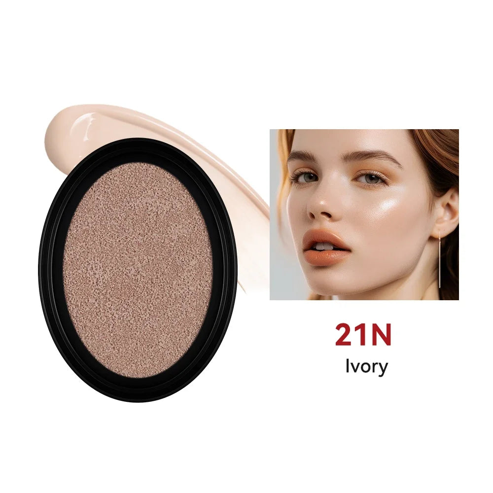 Cushion Refill Foundation Waterproof Semi-Matte Red Finish 72-Hour Wear Long-Lasting Buildable Coverage Sun Protection Makeup