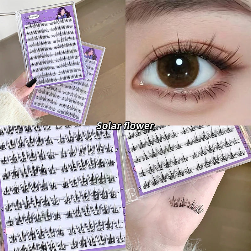 Large-capacity Glue-free False Eyelashes Sunflower Natural Thick C Curling Segmented Eyelashes Suitable For Daily Use