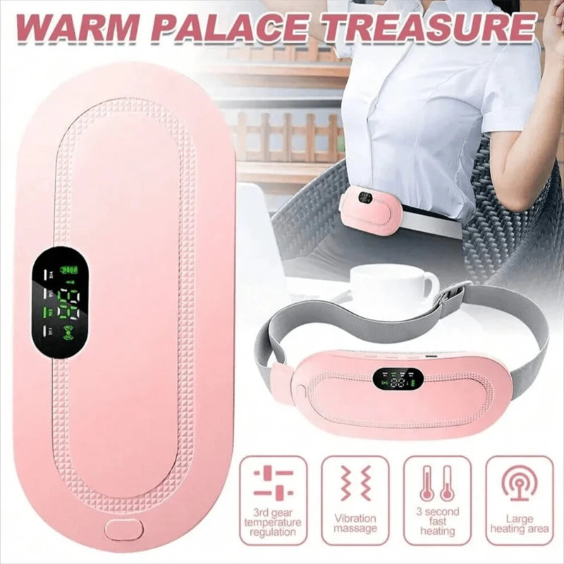 Electric Menstrual Heating Belt for Women Adjustable Waist Heating Pad Vibrator Menstrual Spasm Massager for Comfort Relief