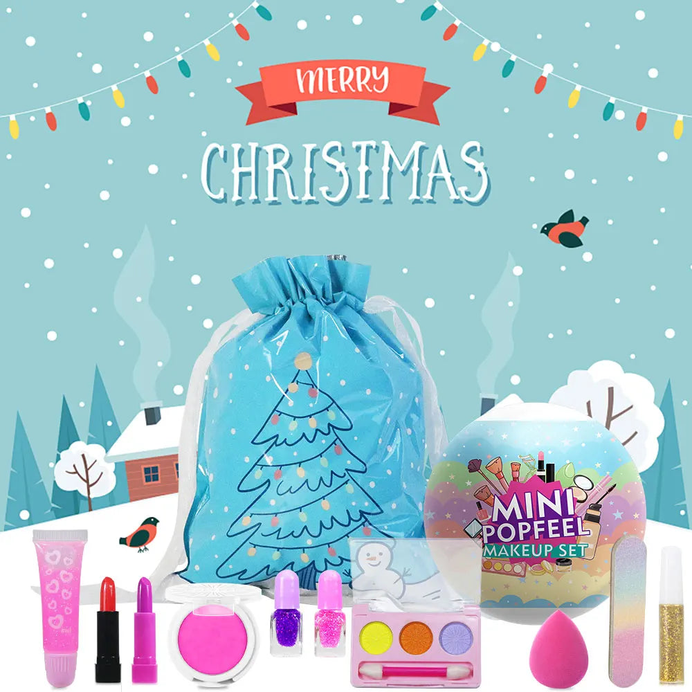 POPFEEL Christmas Surprise Makeup Mini Ball Set -10-Piece Collection with Mini Lipstick, Eyeshadow, and Nail Polish-Perfect Gift