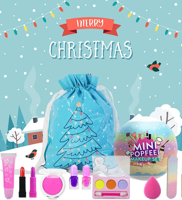 POPFEEL Christmas Surprise Makeup Mini Ball Set -10-Piece Collection with Mini Lipstick, Eyeshadow, and Nail Polish-Perfect Gift