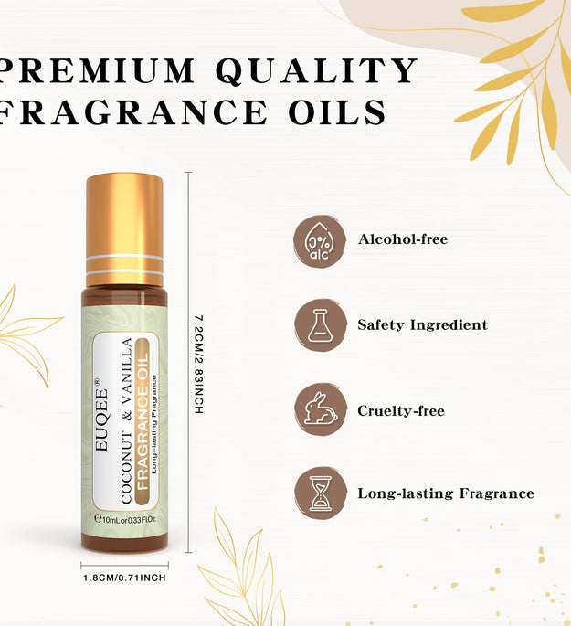EUQEE 10ml Fragrance Oil Roll-On Long Lasting Scent La Vie Est Belle CHANCE Jadore Cotton Strawberry Mango for Men and Women
