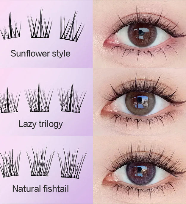 10 Rows of Large Capacity Glue-free False Eyelashes Single Cluster 10-12MM C-curled Natural Self-adhesive false Eyelashes