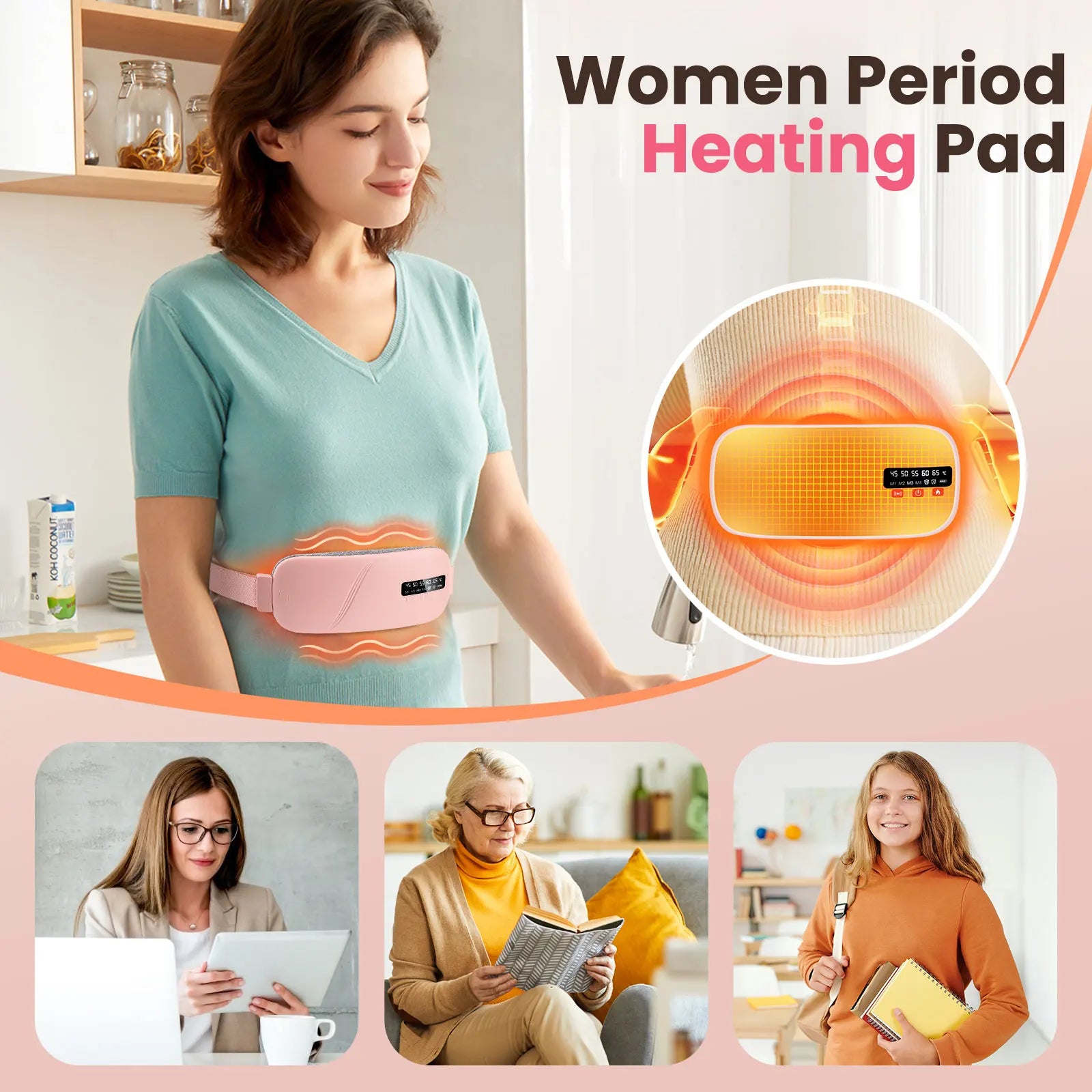 Portable Heating Pad Menstrual Heating Massager Belt Abdominal Belt Period Relief Thermal Massager Belly Warm Palace Belt