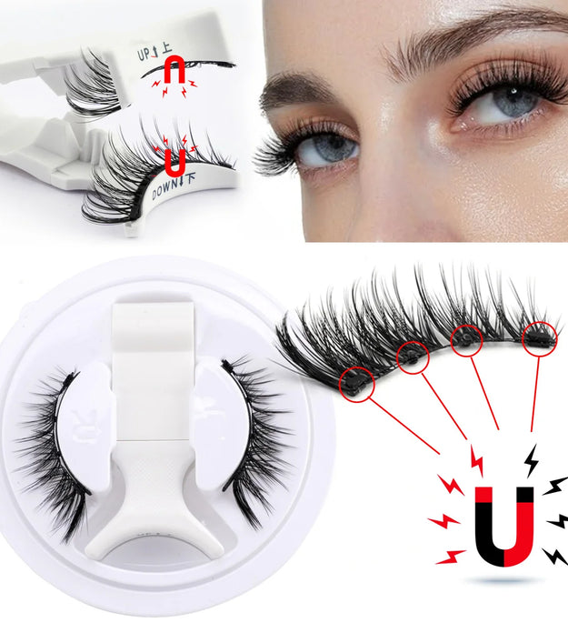 1 Pair Magnetic Eyelashes Set Reusable Easy to use Eyelash Extension Tools Natural Curler False Eyelashes With Magnetic Tweezers