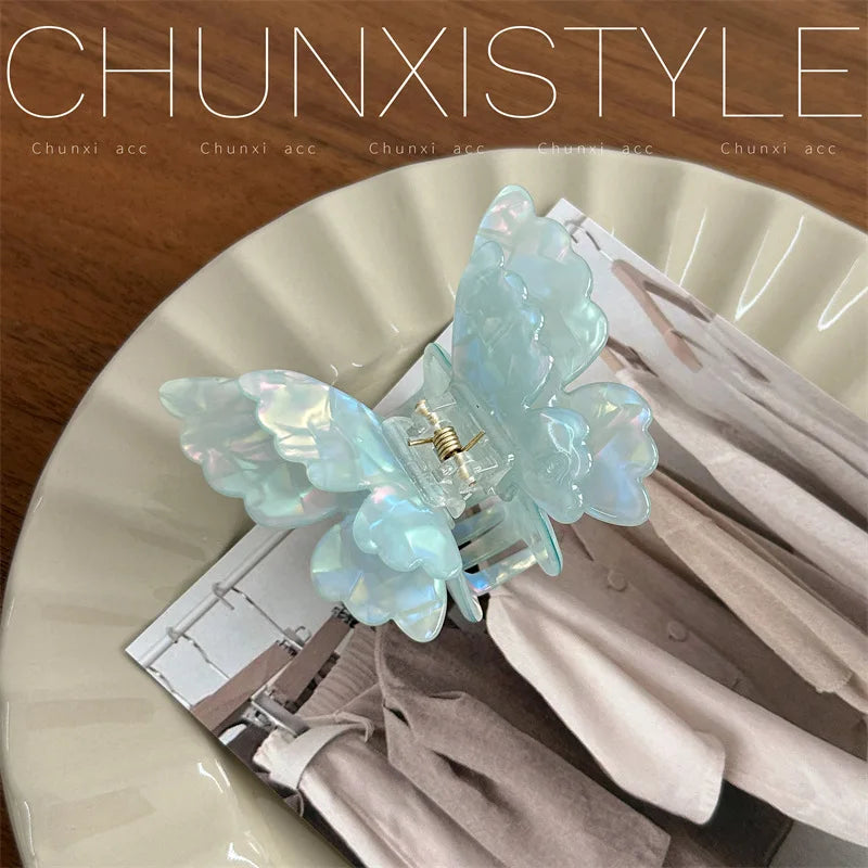 Fairy Butterfly Hair Claw French Retro Acetate Crab Hair Clip Summer Sweet Princess Shark Clip Coiled Hairpin Hair Accessories