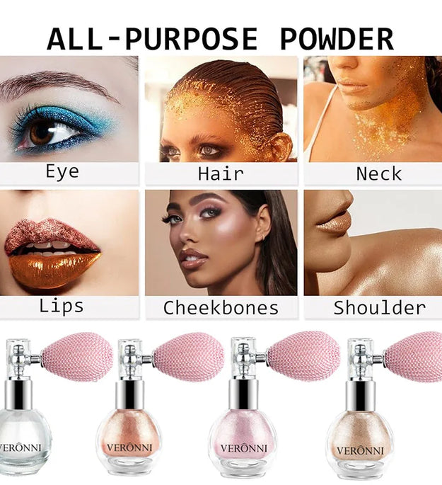 High Gloss Body Diamond Shimmering Spray Powder Highlight Powder Makeup Suitable for Facial and Body Skin Hair Clothes Cosmetics