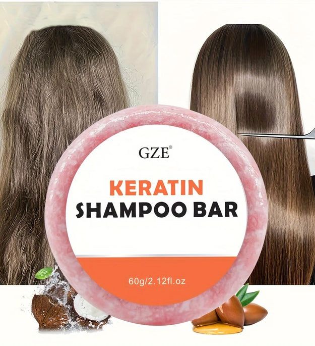 Keratin Shampoo Bar Soap - Salon Thickening for Dry, Damaged, Curly, Frizzy, Straight or Color Treated Hair - Anti Frizz Formula - BlissFully