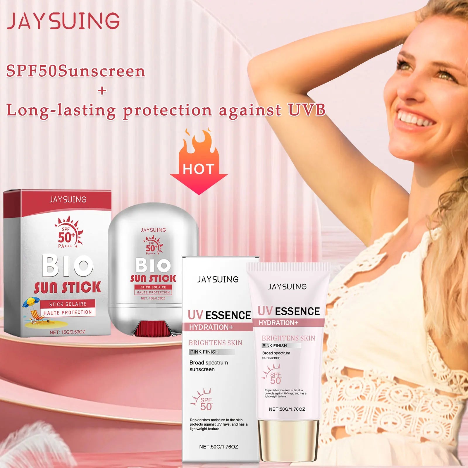 Spf 50+ Sunscreen Stick Hydrating Oil Free Anti Sun UV Protection Natural Sunblock Isolation Cream Mild Face Body Moisturizer