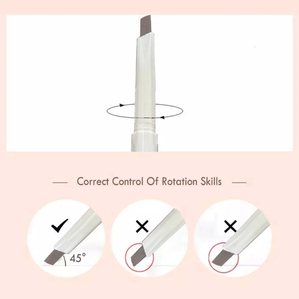 Thin-Head Double-Ended Eyebrow Pencil – Waterproof, Long-Lasting, Auto-Rotate, Brush Tip, Contour, Natural, Certified, Unisex
