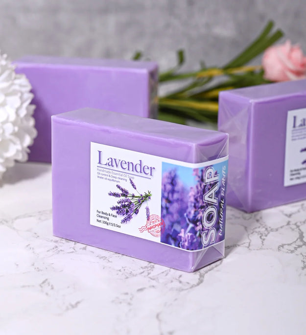 Natural Organic Lavender Essential Oil Soap Handmade Soap for Cleansing, Refreshing, Oil Control, Bath Soap