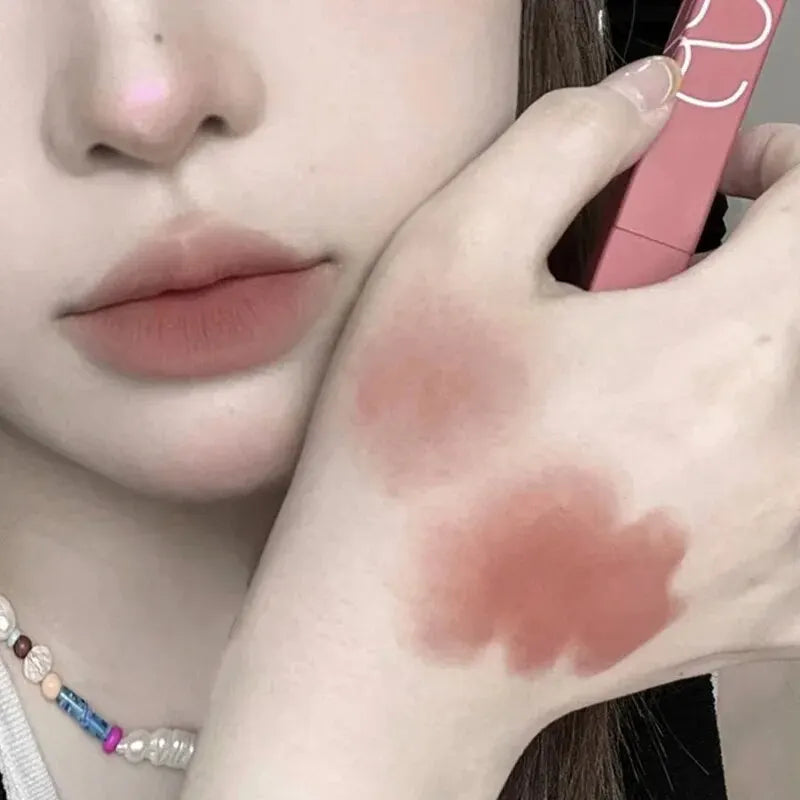 TX010 Thin Tube Matte Lipstick Waterproof Sweatproof Long-Lasting Makeup Resistant Dual Use on Lips And Cheeks