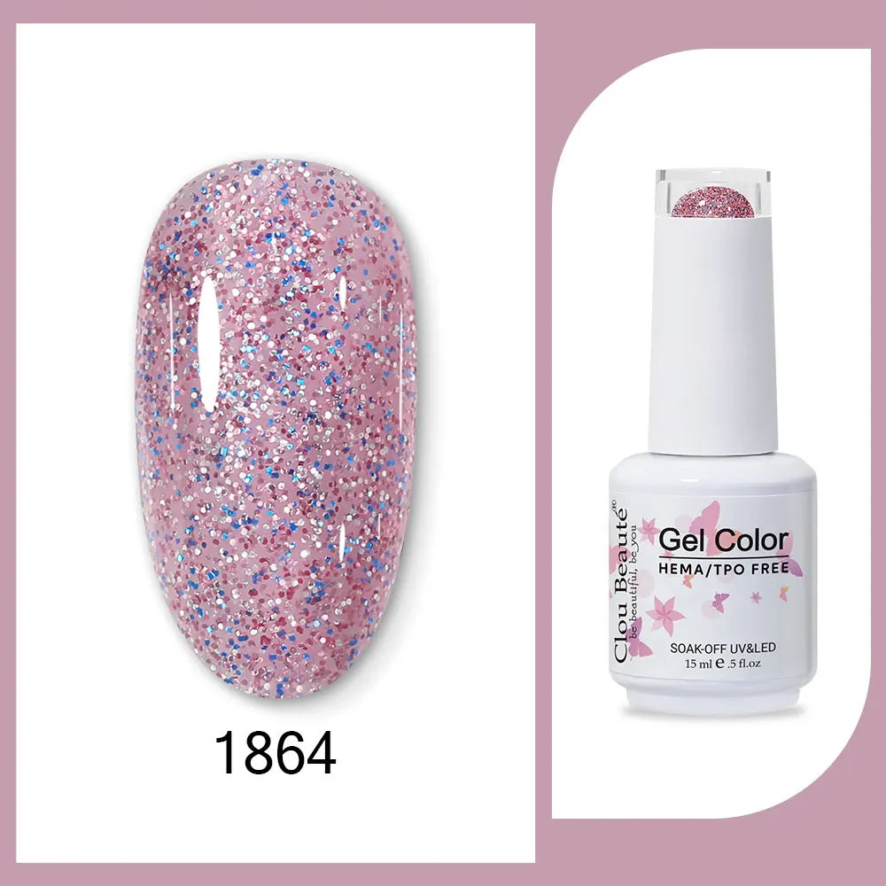 Clou Beaute 15ml Red Black White Green Neon Gel Nail Polish Base Top Coat Velvet Top 400 Colors Semi Permanent Gel Nail Varnish