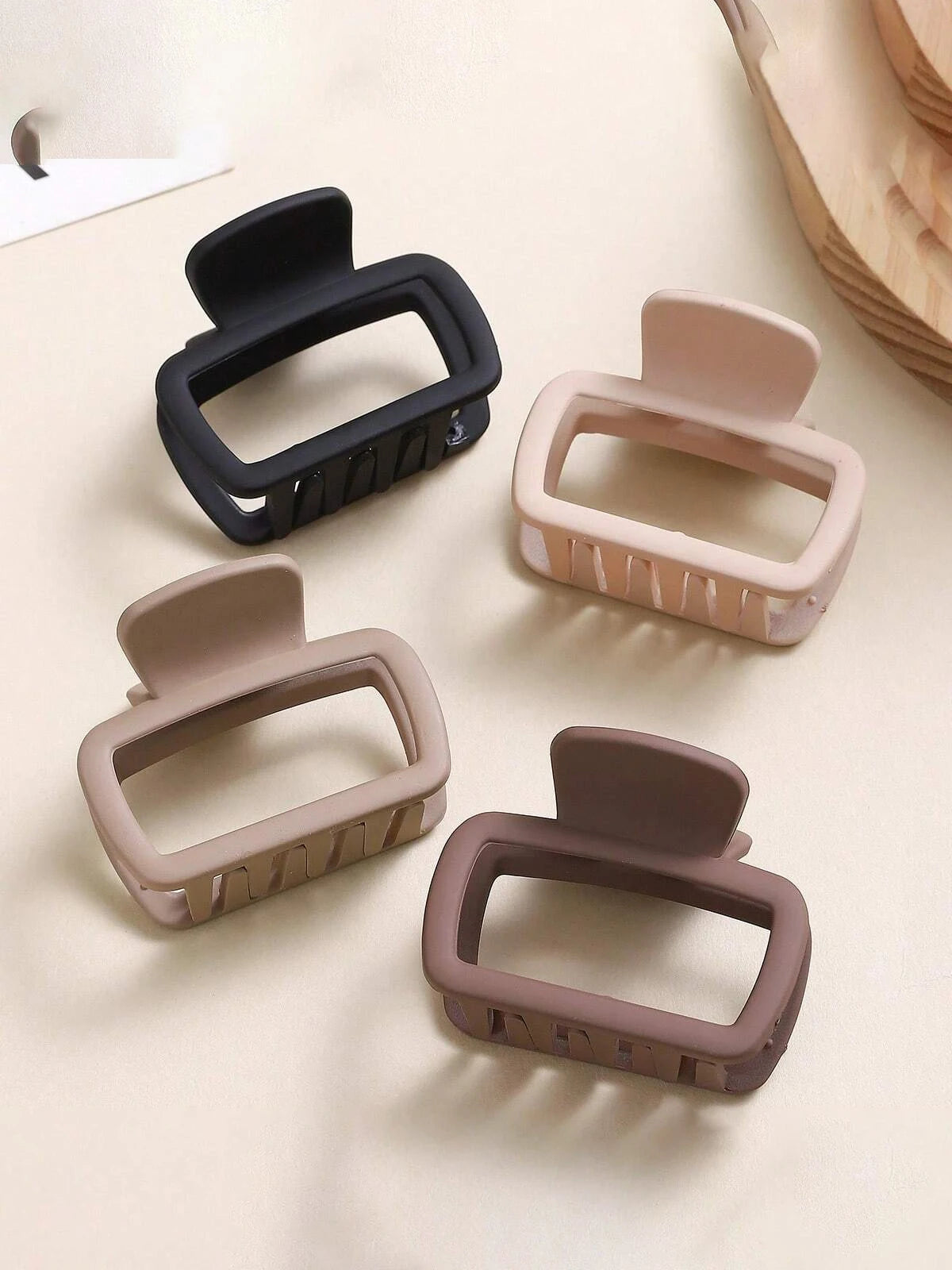 4pcs Women's Square Lightweight Hair Claw Clip Fashionable Elegant Hair Accessory Clip Suitable Hair Styling Makeup