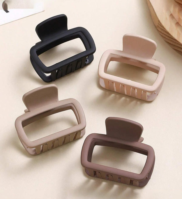 4pcs Women's Square Lightweight Hair Claw Clip Fashionable Elegant Hair Accessory Clip Suitable Hair Styling Makeup
