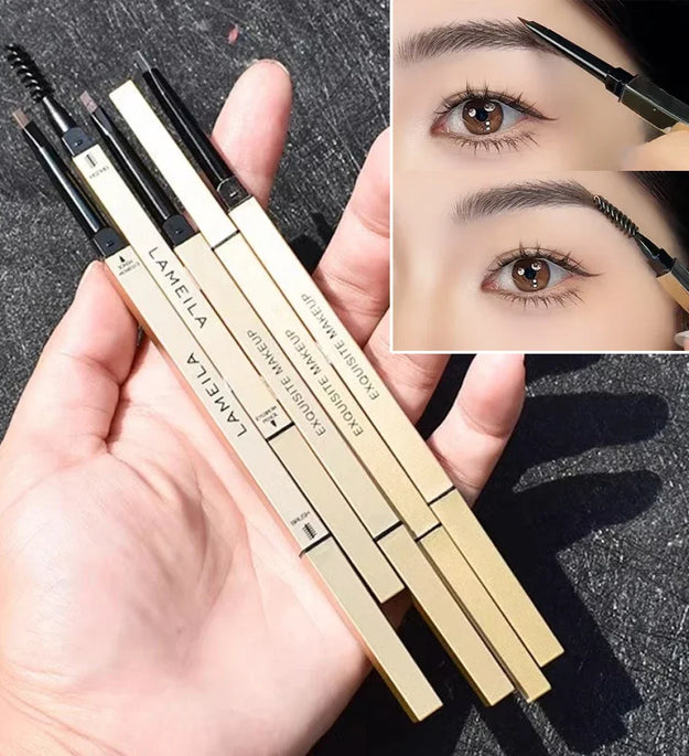5 Colors With Brush Double Head Eyebrow Pencil Waterproof Smooth Eyebrow Stick Sweatproof Eyebrow Gel Tattoo Pencil Cosmetics