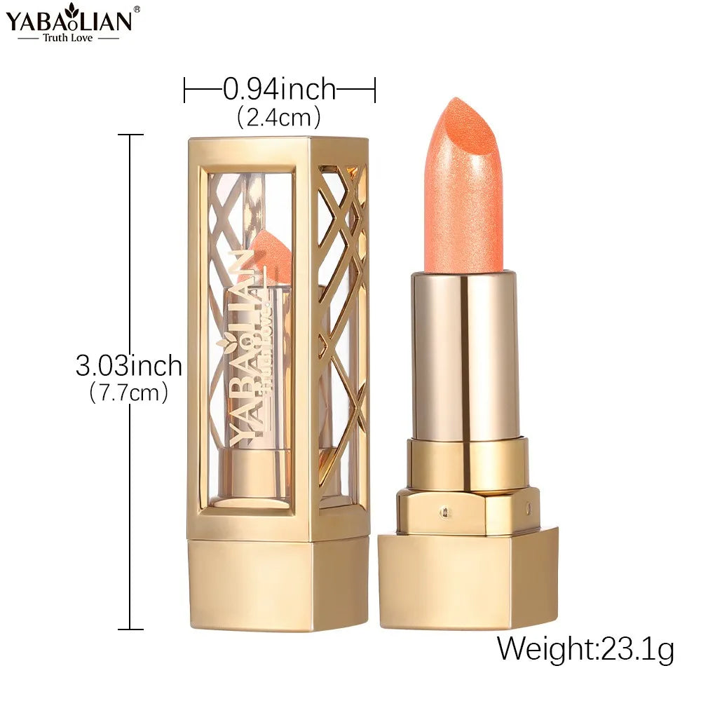 Hollow Carved Lipstick Pearlescent Glitter Velvet Shiny Red Brown Waterproof Lasting Nude Pink Luxurious Sparkling Lip Gloss