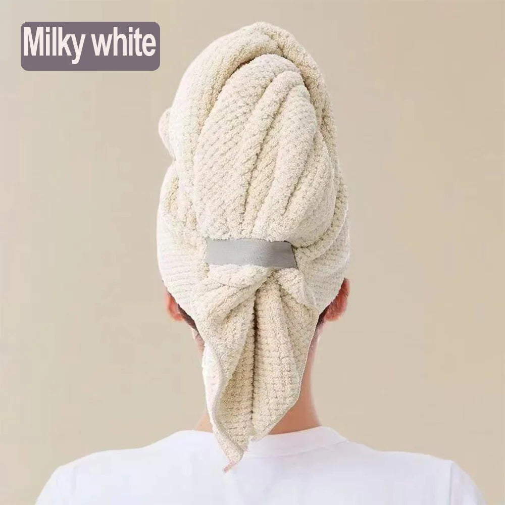 Microfiber Hair Towel Extra Large Wrap Quick Dry Hair Towel Wrap With Elastic Band , Ultra Absorbent Soft Hair Towel Wrap Turban - BlissFully