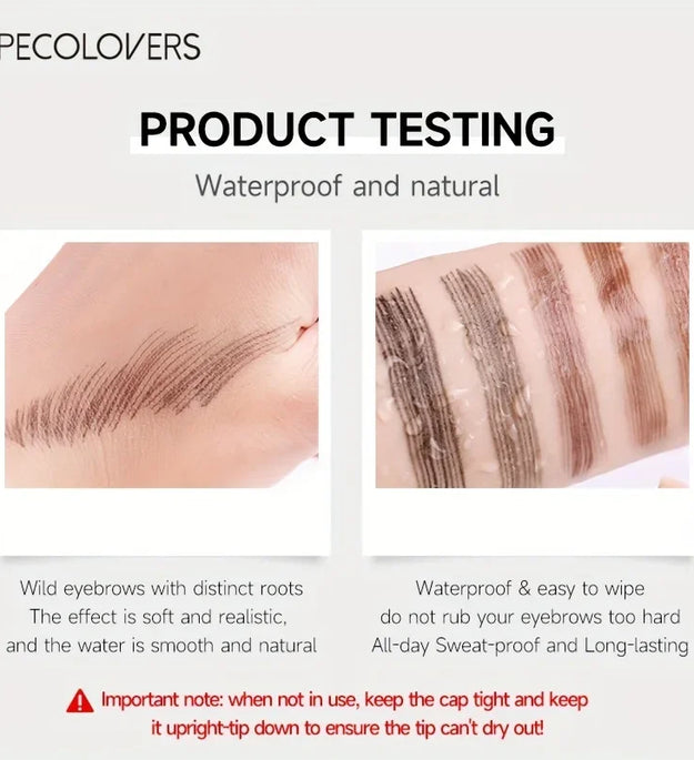 5 Colors Liquid Eyebrow Pen, Long Lasting Eyebrow Tattoo Pen, 4-splitted Head Eyebrow Tint Pen , Gray Brown Eyebrow Makeup