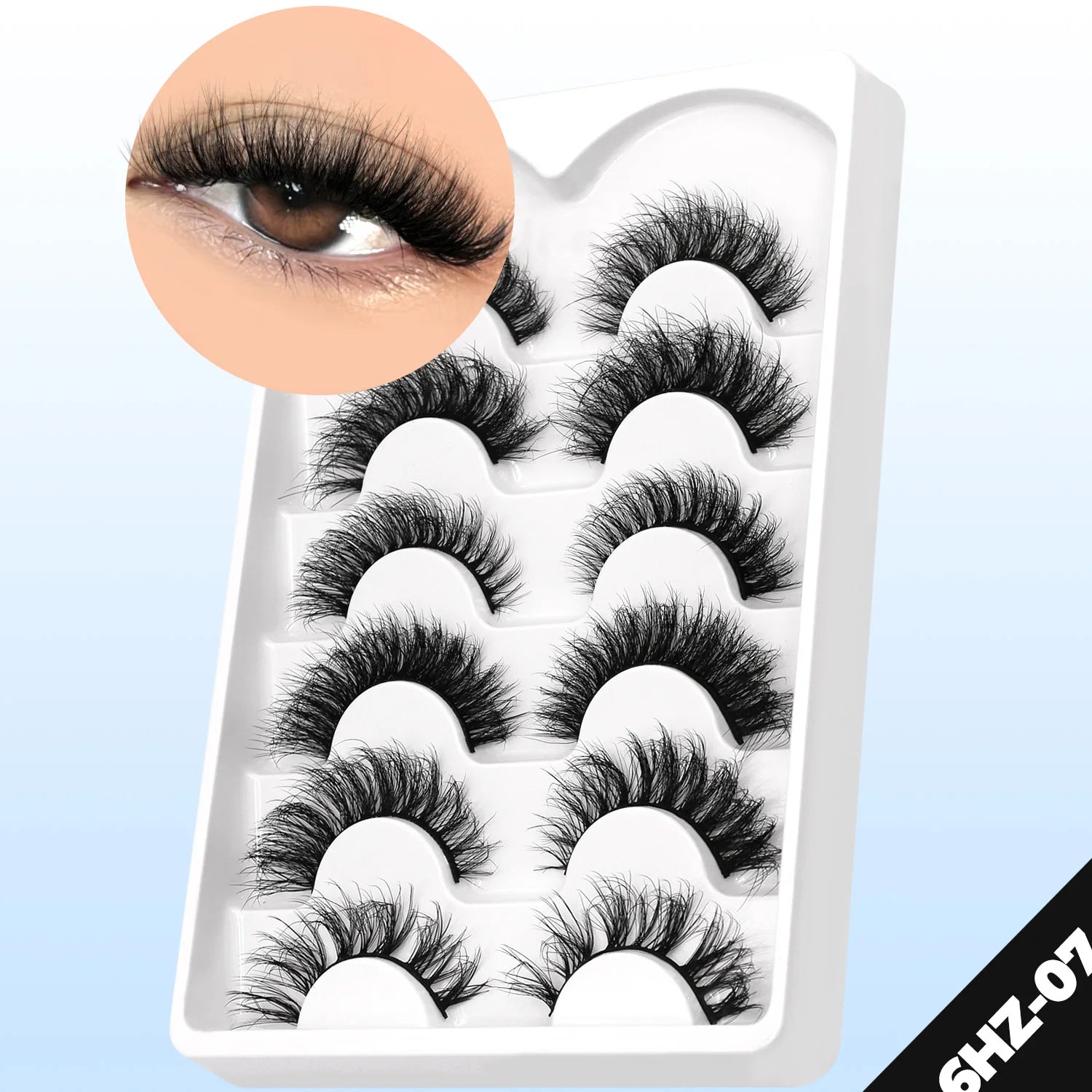 GROINNEYA Fake Lashes Fluffy Cat Eye Lashes 8D Fluffy Volume False Eyelashes D Curl Dramatic Thick Full Strip Faux Mink Lashes