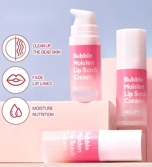 Exfoliating Bubble Moisten Lip Scrub Cream Exfoliating Lip Mask GECOMO Plant Lip Care Scrub for Tender Lips