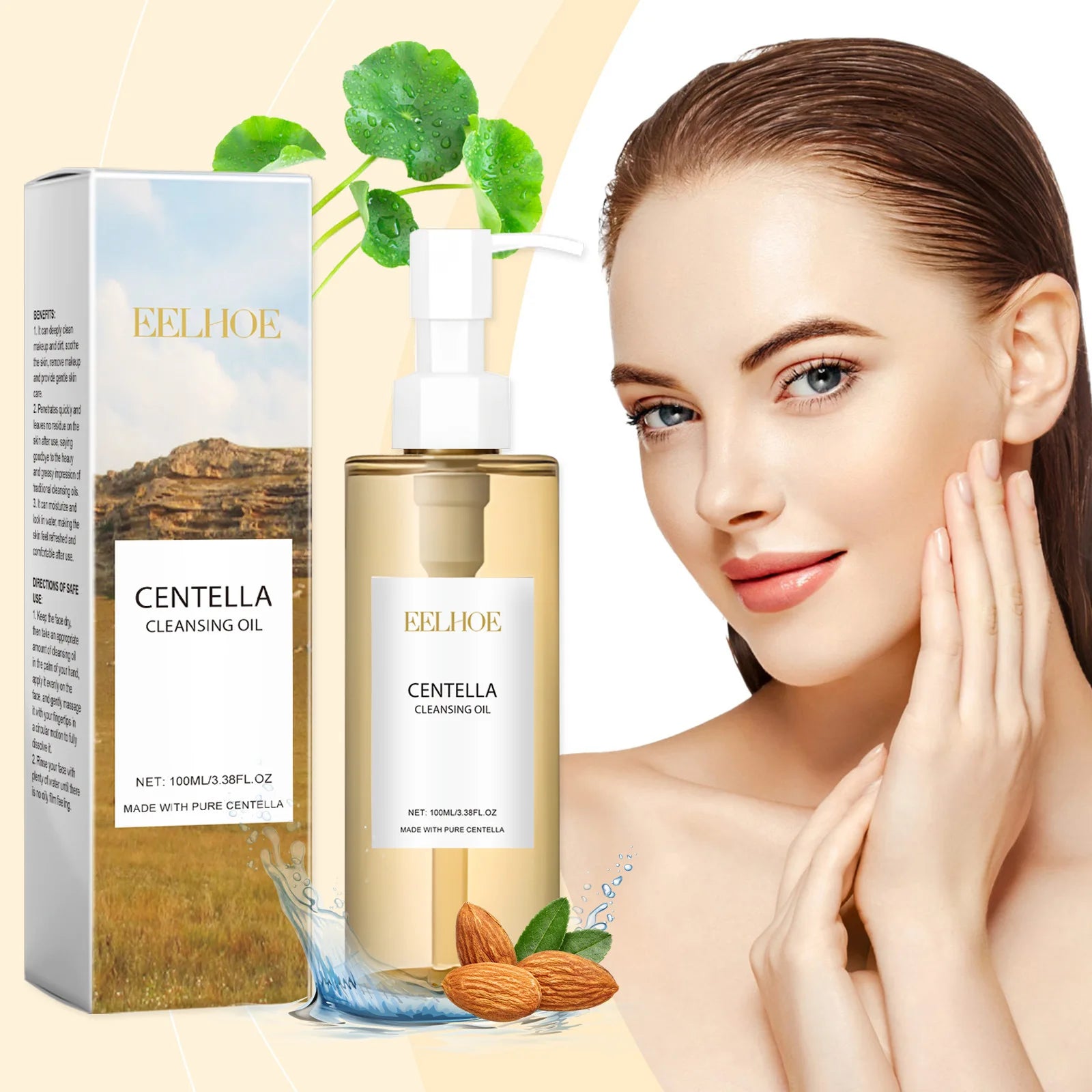 EELHOE Centella Cleansing Oil Facial Makeup Remover Moisturizing for Face Shrink Pores Removal Cleansing Oil Sensitive Skin Care - BlissFully