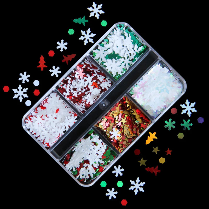 6Grids Holographic Square Nail Art Glitter Sequins Laser Ball Decoration Flakes Manicure Nails Supplies Professional Accessories