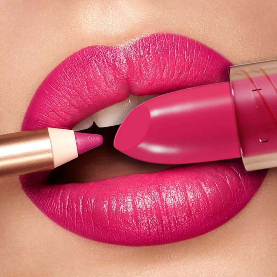 1PC Nude Lipstick Waterproof Lipliner Pen Sexy Matte Contour Lip Tint Lasting Non-stick Cup Lip Gloss Korean Makeup Cosmetic