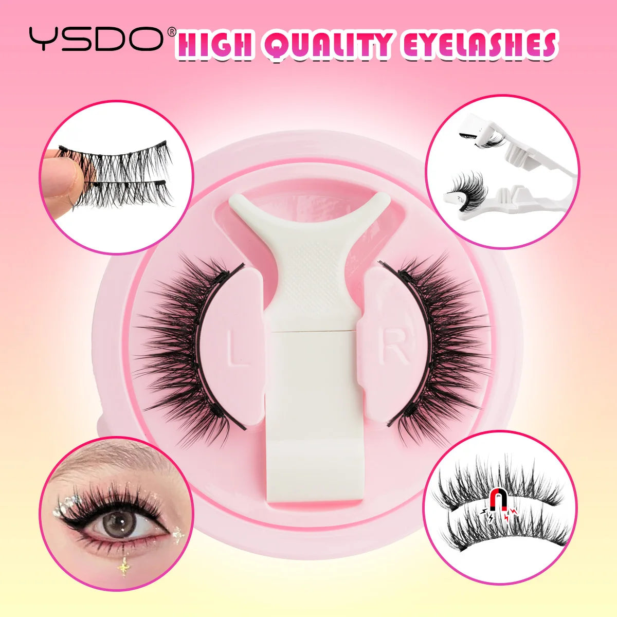YSDO 1Pair Glue-free Magnetic Eyelashes Natural 3D Mink Eyelashes 2025 New Reusable Sensitive Eye Friendly Magnet Eyelash Kit