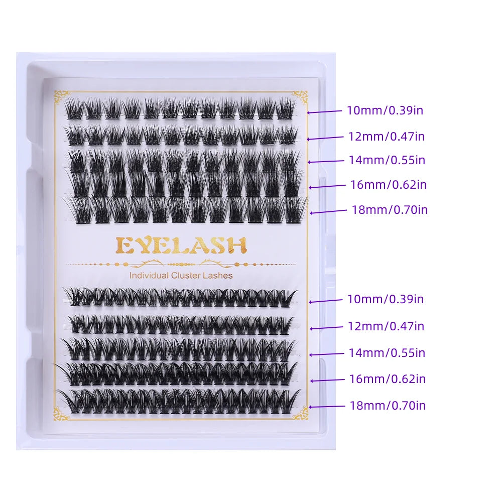 1 box of 160 DIY eyelash extension kit, containing 160 complete clusters of false eyelashes, packaged in a delicate gift box, in