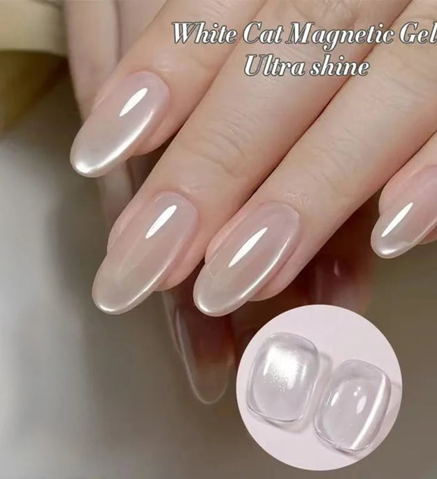 1-8pcs TC Flow Light White Cat Eye Gel Nail Polish Ultra Shine Soak Off UV Gel Mirror Glass Cat Magnet Gel Varnish Nail Supplies
