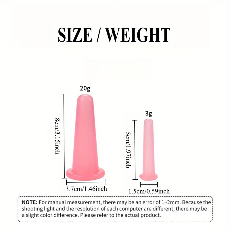 2Pcs/set Natural Silicone Cupping Massage Cup for Body Fac Neck Eye Massage Vacuum Tank Body Facial Care Anti-aging Beauty Tool