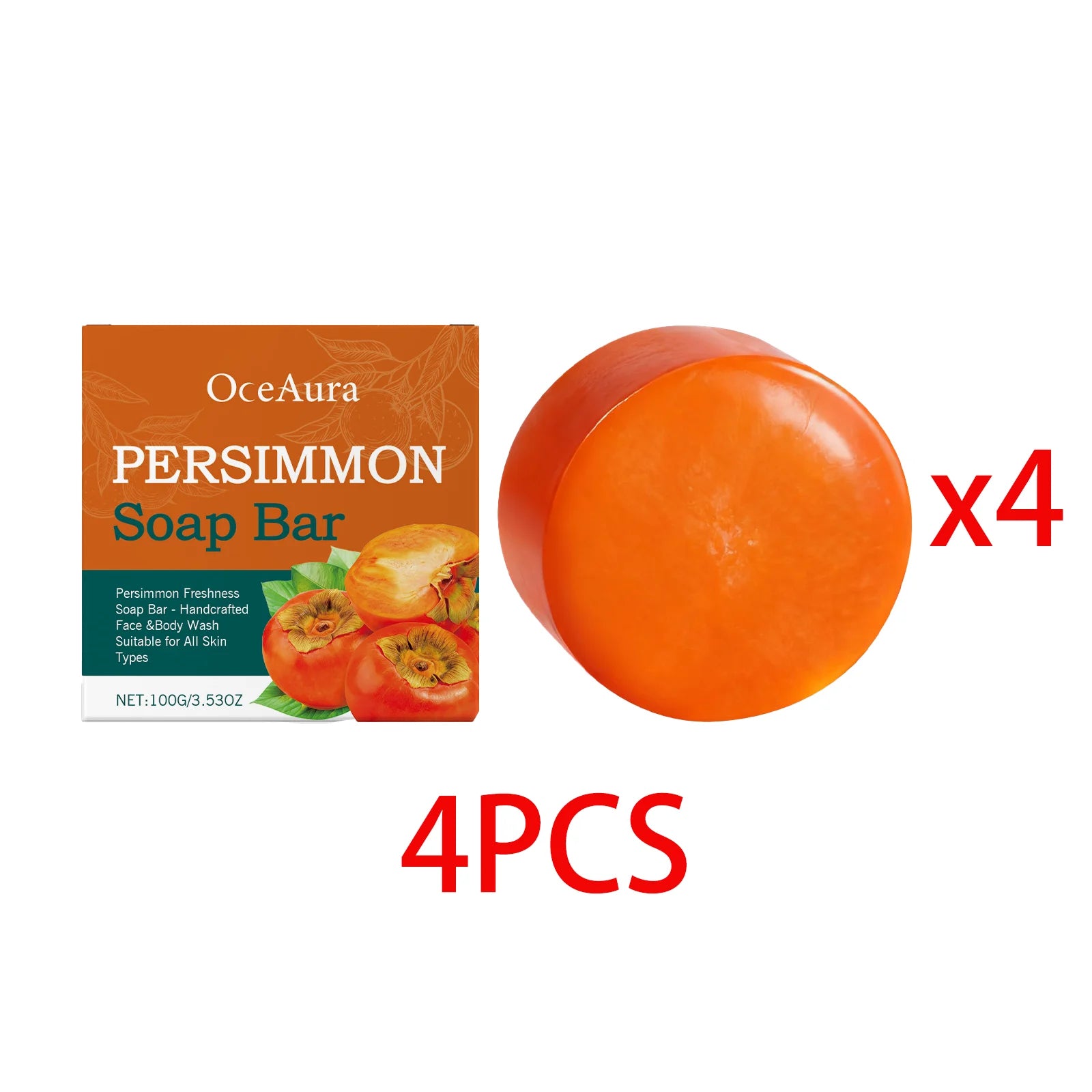 Persimmon Soap Bar Gentle Cleansing Exfoliating Brightening Moisturizing Smoothing Softening Fragrance Handmade Shower Soap 100g