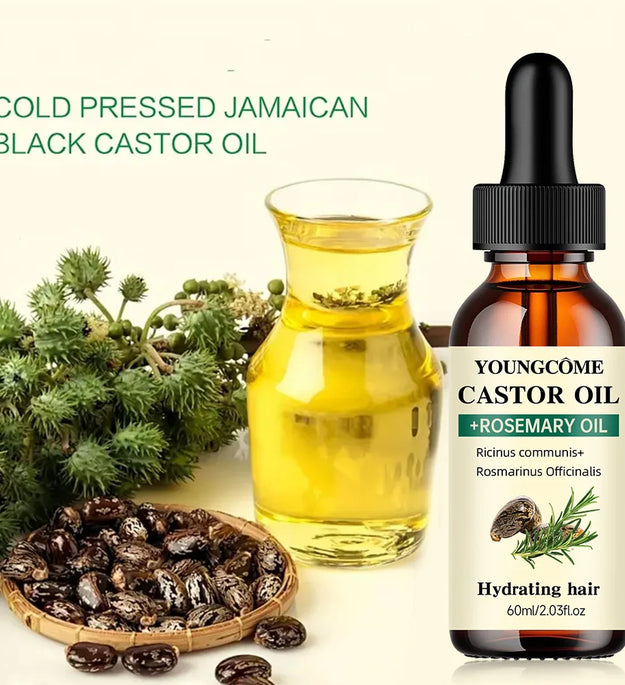 Mix Castor Oil and Rosemary Oil for Hair Growth Enhances hair thickness and Shine, Reduce Hair Loss and Split Ends Hair Care Oil