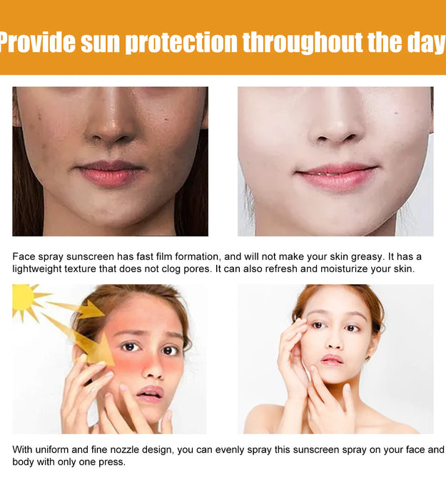 150ml  Whitening Essence Sunscreen Spray Waterproof Body Neck Moisturizing Hydrating Anti UV Protection For Skin Care