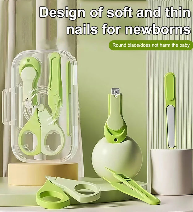 4PCS Newborn Baby Nail Scissor Baby Nail Care Tool Kid Safe Portable Nail Clipper Trimmer Tweezer With Box Children Manicure Kit