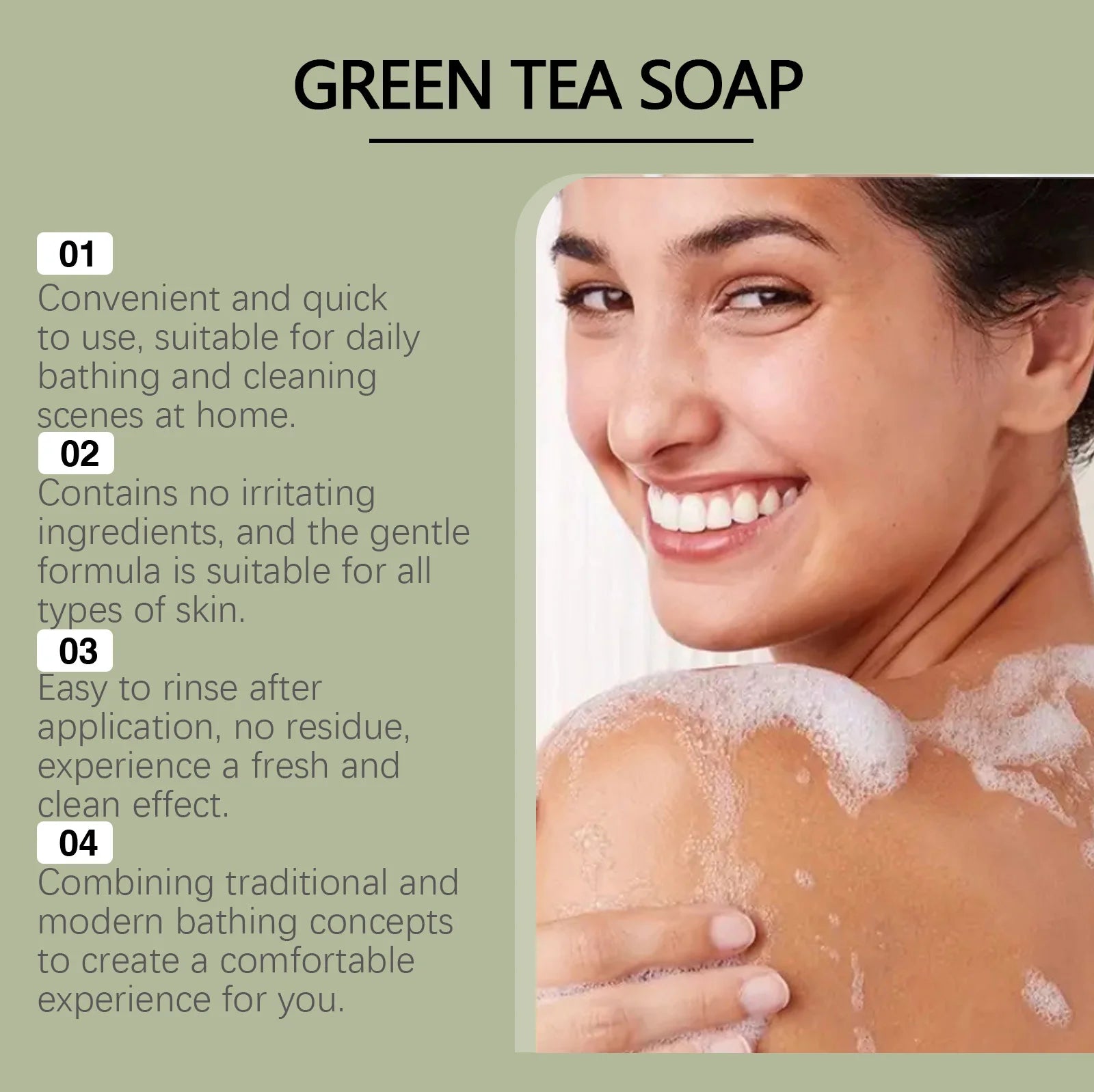 Green Tea Soap Oil Control Reduce Dryness Remove Dead Skin Deep Cleansing Moisturizing Refreshing Anti Acne Smooth Bath Bar Soap