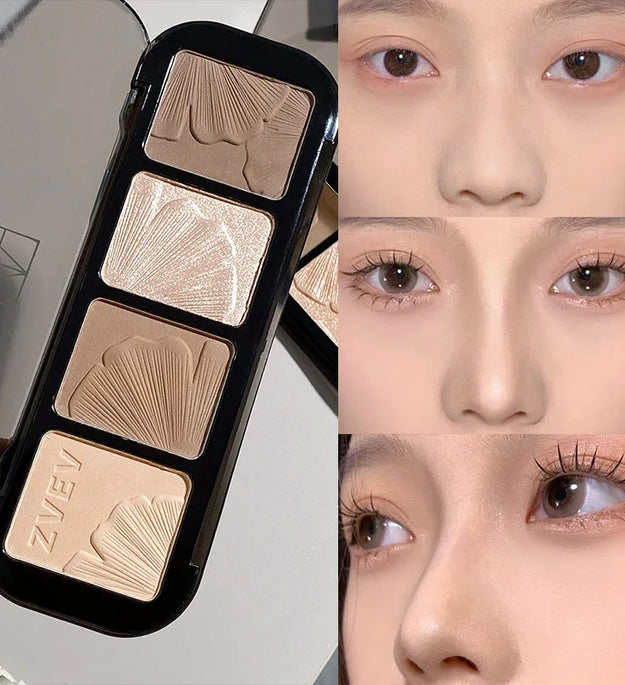 4 Color Contouring Highlighter Shading Palette Natural Nose Shadow Aegyosal Face Three-dimensional Matte Brighten Bronzer Makeup