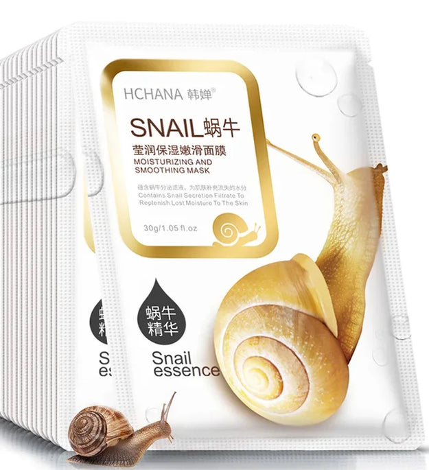 10pcs Snail Moisturizing Face Mask Replenishment Oil Control Tender Face Sheet Masks Facial Mask Skin Care Korean Cosmetics