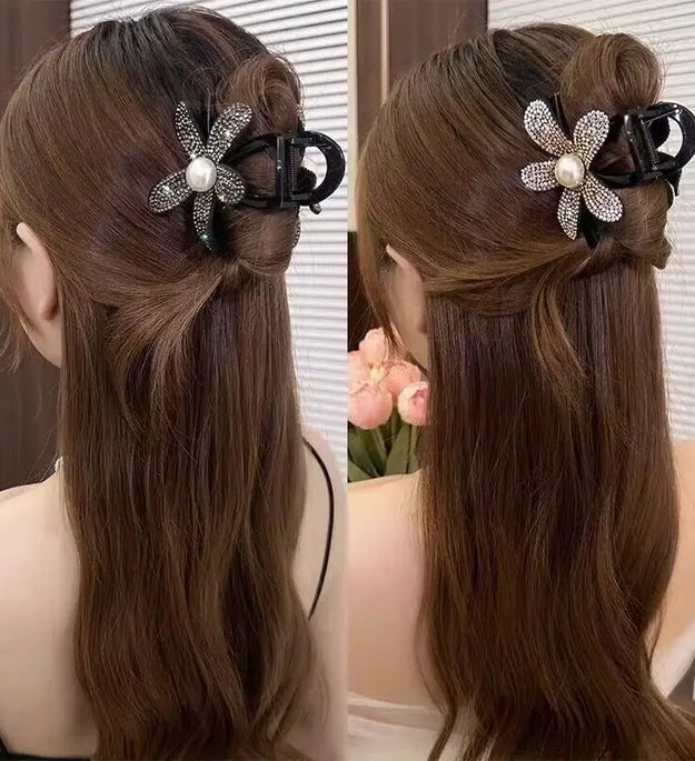 New Korean Rhinestone Hair Claw Clip Elegant Black Hair Crabs Hairgrips for Ladies Headwear Hair Accessories Ponytail Hair Clips