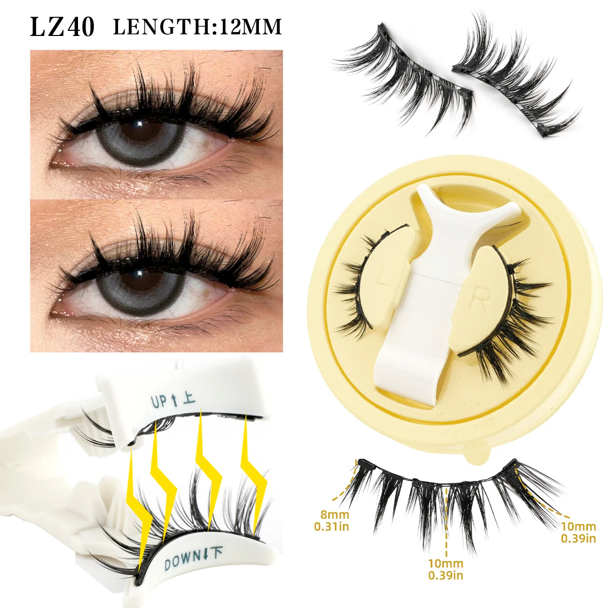 3D Fluffy Mink Magnetic Lashes Kit - 1 Pair Winged Anime Natural False Eyelash Extension No Glue Needed Magnet Band Makeup Tool
