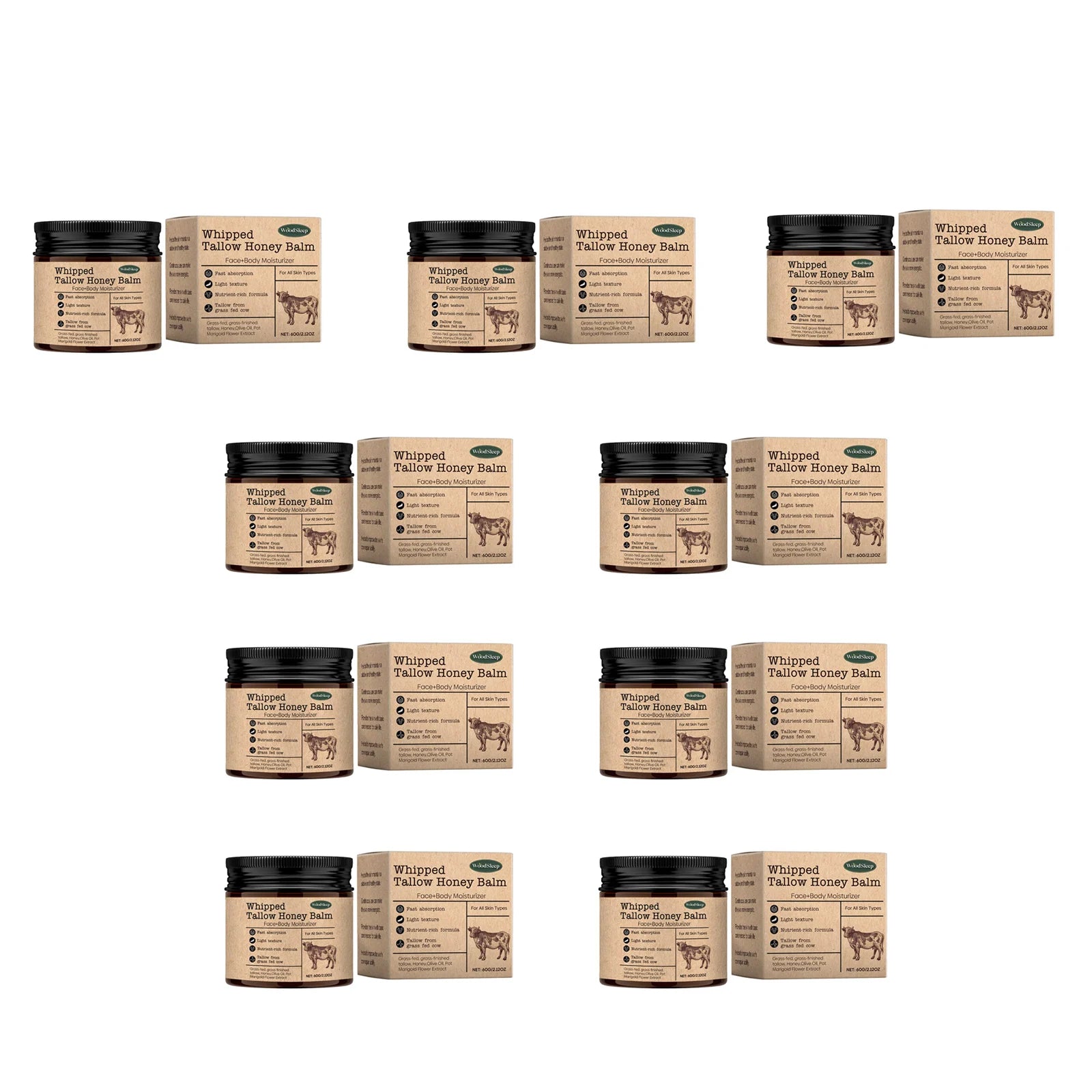 WoodSleep Beef Tallow Paste Deeply Moisturizer Brightening Wrinkle Remover Grass Fed Tallow Wild Honey Face Body Cream Skin Car - BlissFully