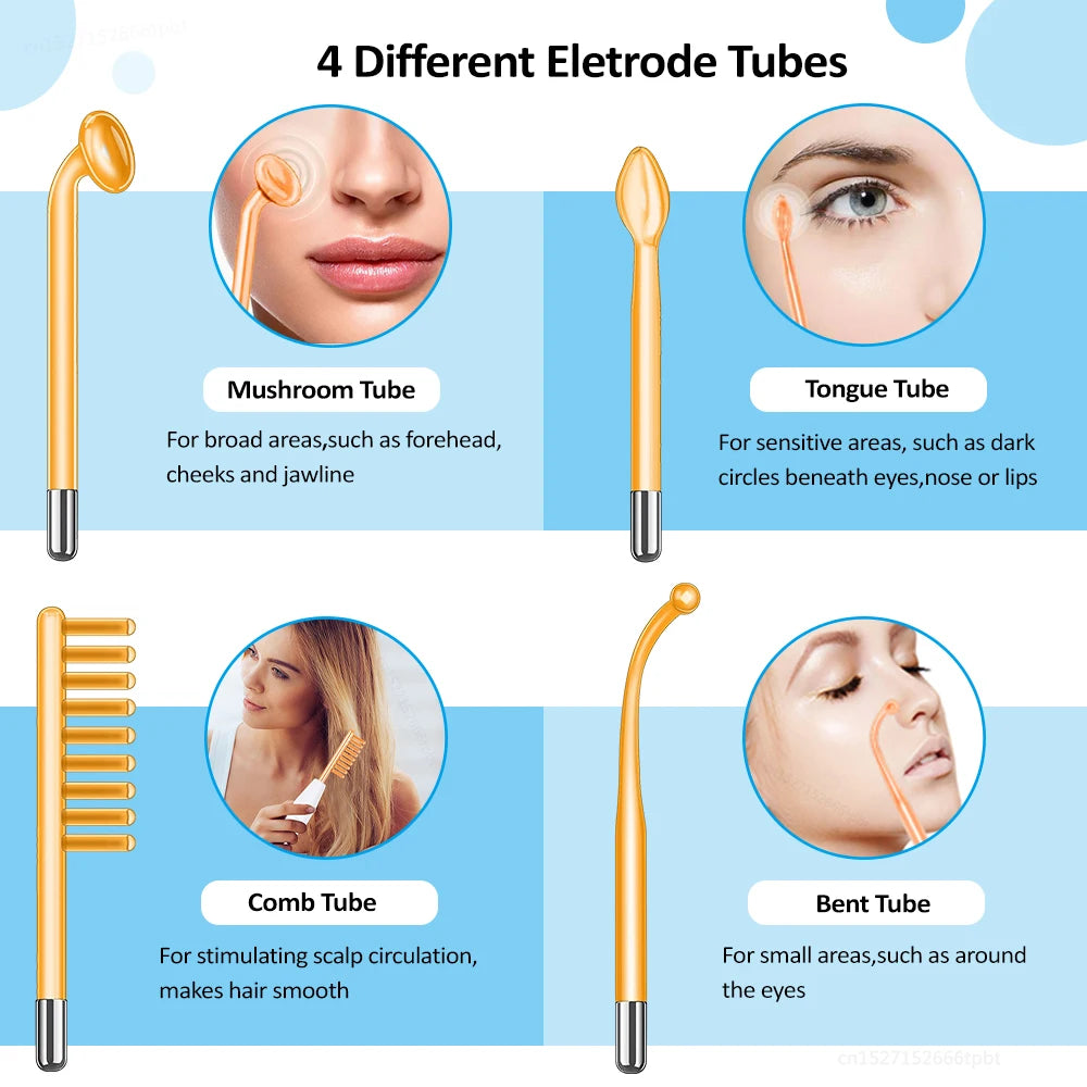 Electric Skin Therapy Wand Machine 4 In 1 Handheld Face Skin Beauty Tools for Acne Massage Skin Tightening Wrinkle Reducing