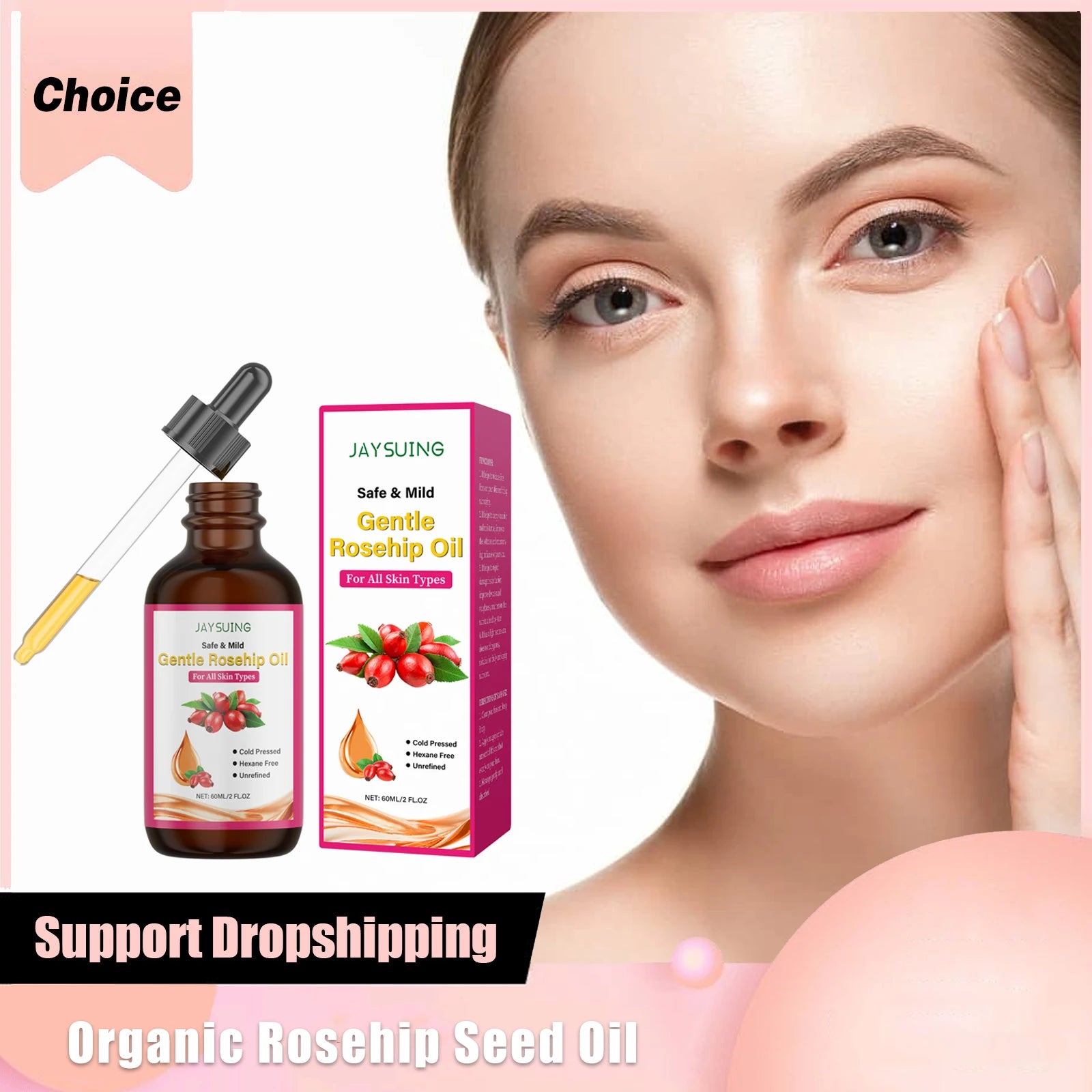 Rosehip Oil for Face Organic Anti-Aging Acne Scar Treatment Fade Fine Line Lifting Firming Moisturizer Wrinkle Reduction Essence