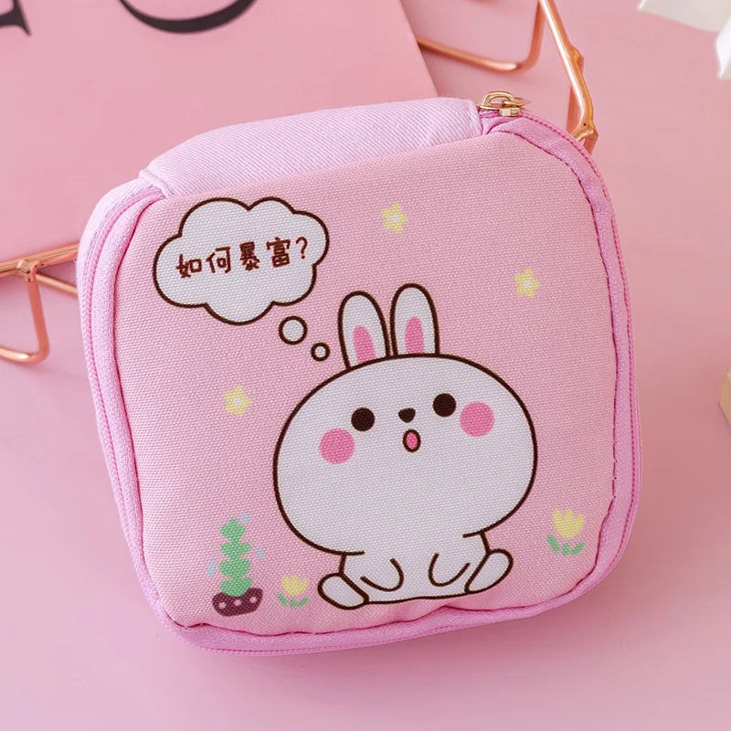 Women Sanitary Napkin Tampon Storage Bag Cute Sanitary Pad Pouches Portable Makeup Lipstick Key Earphone Data Cables Organizer