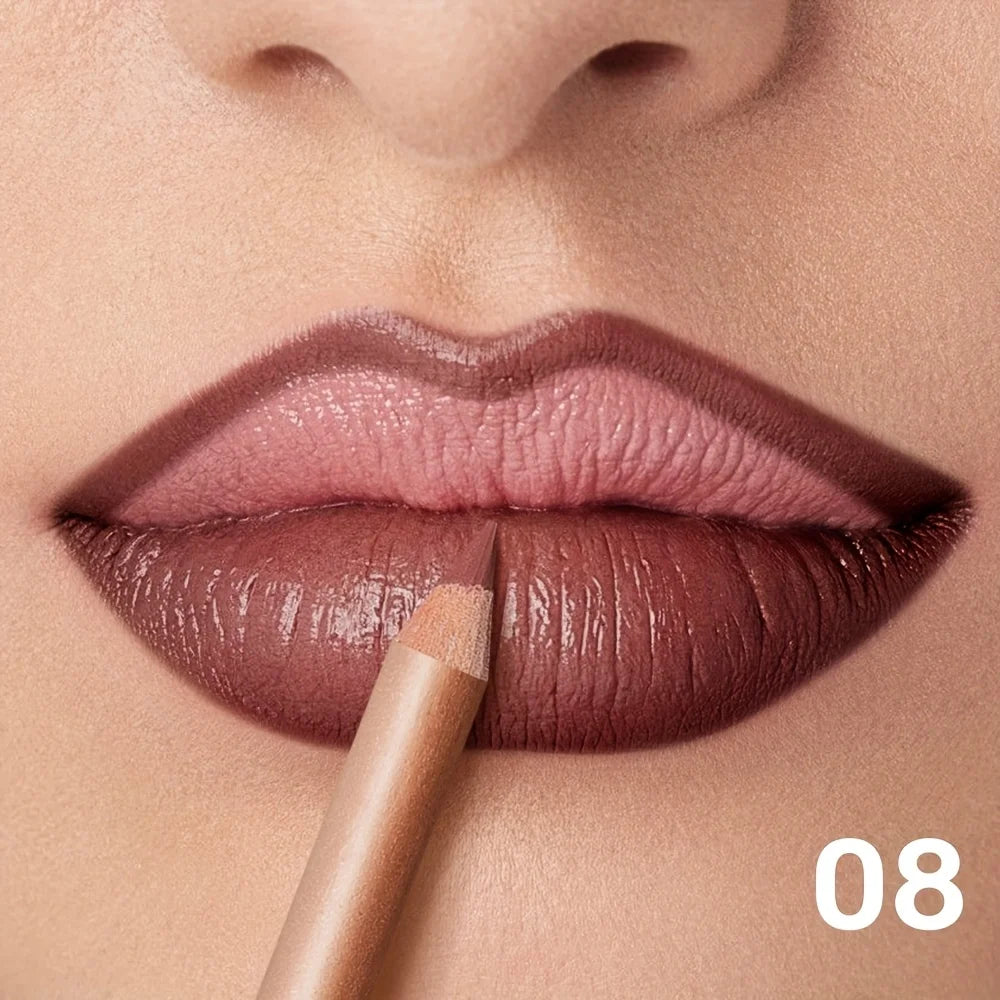 Matte Lip Liner Pencil Nude, Long-Lasting Waterproof, Smudge-Proof, Precise Outline, Smooth Creamy Formula